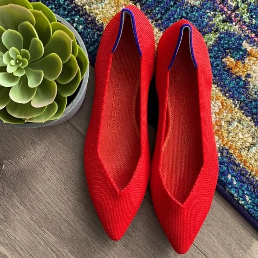 Rothys the point flame red size 9.5 woman’s flat sh…